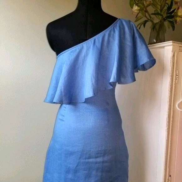 Capulet Clara One Shoulder Dress in Azure Blue - Picture 5 of 13